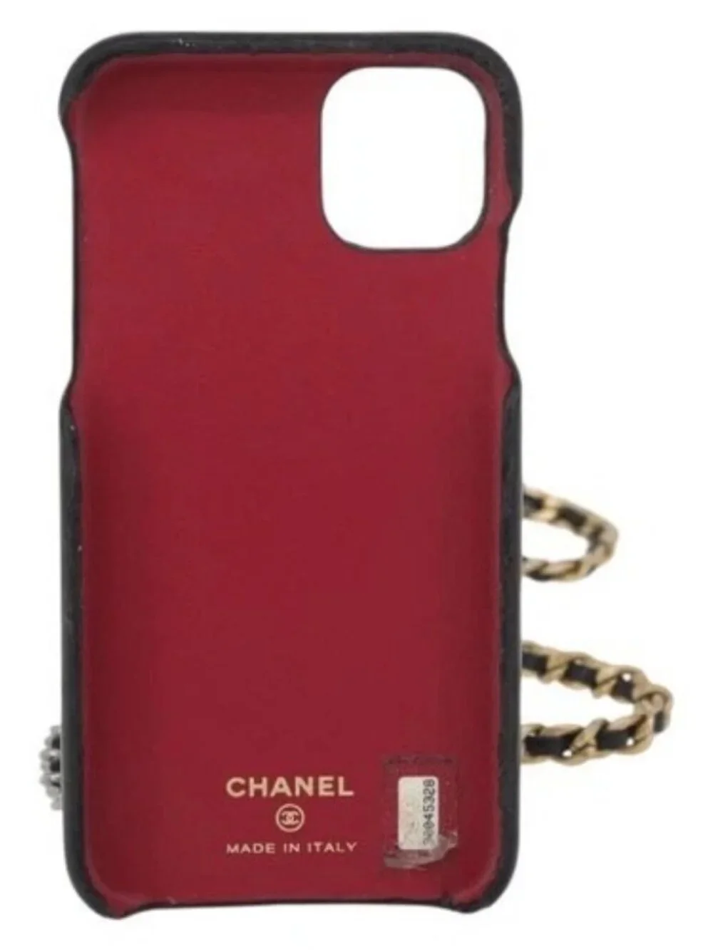 CHANEL Matelasse Chain iPhone Case Bag Lamb Skin Black Gold CC Auth BA12149A